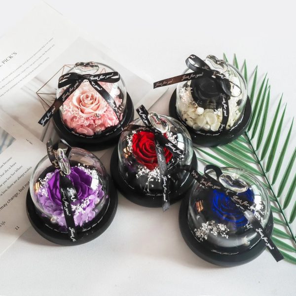 Forever Preserved Rose in Heart Glass Dome with LED Light for Valentine and Special Occasions Forever Preserved Rose in Heart Glass Dome with LED Light for Valentine and Special Occasions