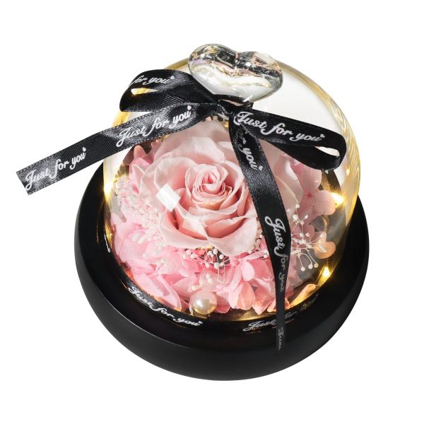 Forever Preserved Rose in Heart Glass Dome with LED Light for Valentine and Special Occasions Forever Preserved Rose in Heart Glass Dome with LED Light for Valentine and Special Occasions