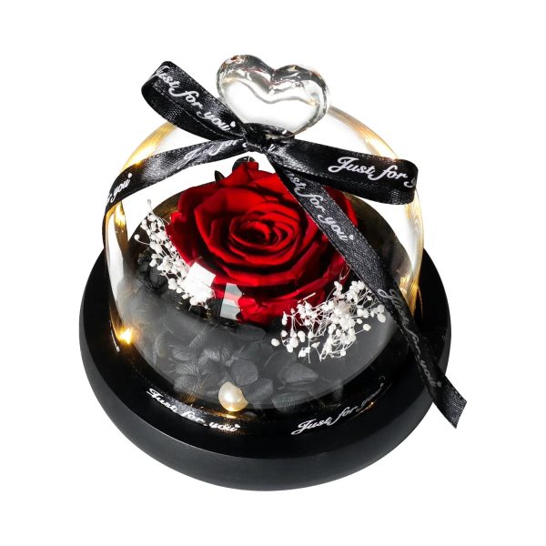 Forever Preserved Rose in Heart Glass Dome with LED Light for Valentine and Special Occasions Forever Preserved Rose in Heart Glass Dome with LED Light for Valentine and Special Occasions