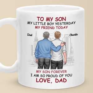 Forever Proud Of You - Family Personalized Custom Mug - Father's Day, Gift For Son