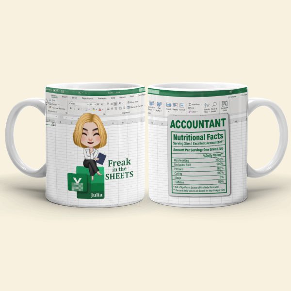 Freak In The Sheets, Gift For Accounting, Personalized Mug, Accounting Girl Coffee Mug
