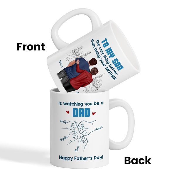 From Mom Dad To Son Watching You Be A Dad Blue Tone - Personalized Mug - Gift For Son
