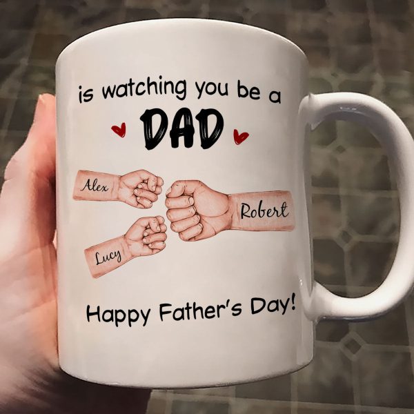 From Mom Dad To Son Watching You Be A Dad Fist Bump Personalized Mug, Gift For Son