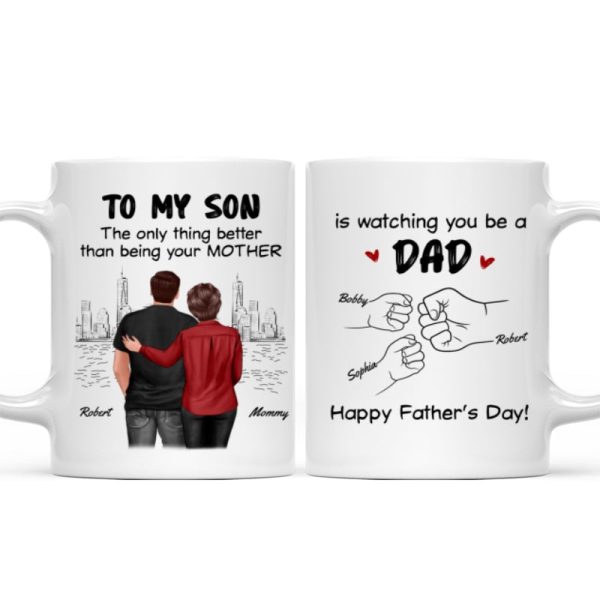 From Mom Dad To Son Watching You Be A Dad Personalized Mug, Gift For Son