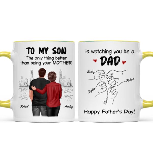 From Mom Dad To Son Watching You Be A Dad Personalized Mug, Gift For Son
