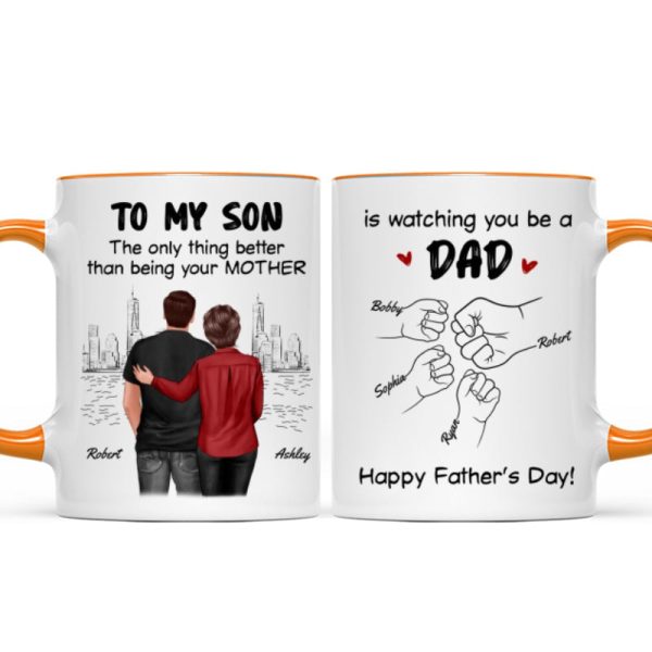 From Mom Dad To Son Watching You Be A Dad Personalized Mug, Gift For Son