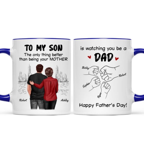 From Mom Dad To Son Watching You Be A Dad Personalized Mug, Gift For Son