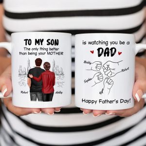From Mom Dad To Son Watching You Be A Dad Personalized Mug, Gift For Son