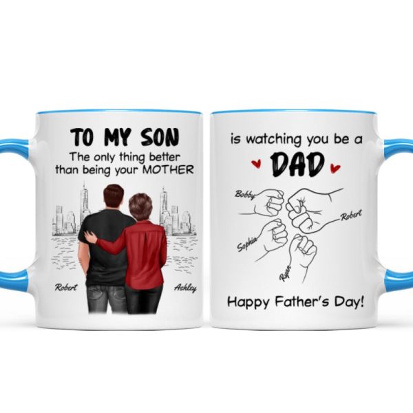 From Mom Dad To Son Watching You Be A Dad Personalized Mug, Gift For Son