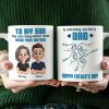 From Mom To Son Watching You Be A Dad Cartoon Style Fist Bump Personalized Mug, Father's Day Gift For Son