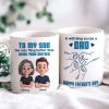From Mom To Son Watching You Be A Dad Cartoon Style Fist Bump Personalized Mug, Father's Day Gift For Son
