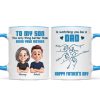 From Mom To Son Watching You Be A Dad Cartoon Style Fist Bump Personalized Mug, Father's Day Gift For Son