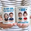 From Mom To Son Watching You Be A Dad Cartoon Style Personalized Mug, Father's Day Gift For Son