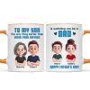 From Mom To Son Watching You Be A Dad Cartoon Style Personalized Mug, Father's Day Gift For Son