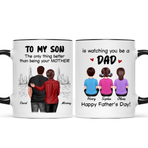 From Mom To Son Watching You Be A Dad Personalized Mug, Father's Day Gift For Son