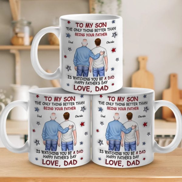 From My Arms To Theirs - Family Personalized Custom 3D Inflated Effect Printed Mug - Father's Day, Gift For Son From My Arms To Theirs - Family Personalized Custom 3D Inflated Effect Printed Mug - Father's Day, Gift For Son