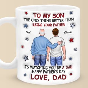 From My Arms To Theirs - Family Personalized Custom 3D Inflated Effect Printed Mug - Father's Day, Gift For Son