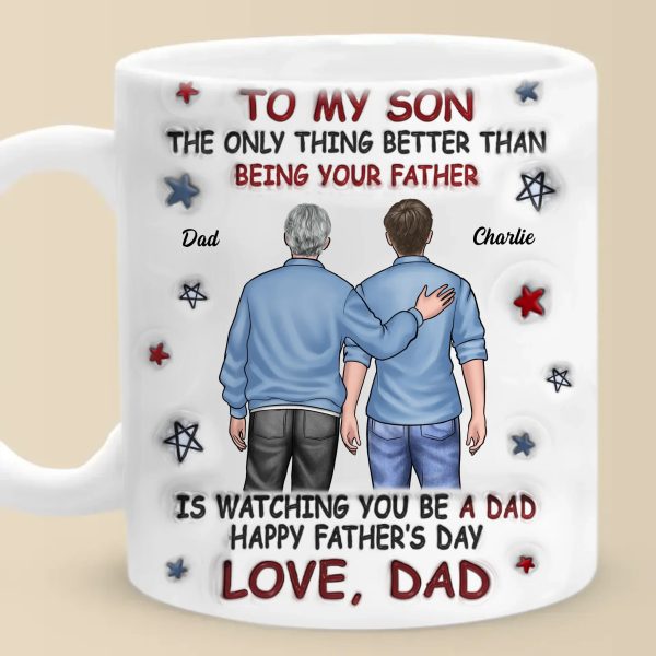 From My Arms To Theirs - Family Personalized Custom 3D Inflated Effect Printed Mug - Father's Day, Gift For Son From My Arms To Theirs - Family Personalized Custom 3D Inflated Effect Printed Mug - Father's Day, Gift For Son