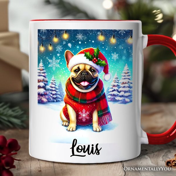 Frosty French Bulldog Personalized Mug, Charming Pup Magical Christmas Gift with Custom Name Frosty French Bulldog Personalized Mug, Charming Pup Magical Christmas Gift with Custom Name