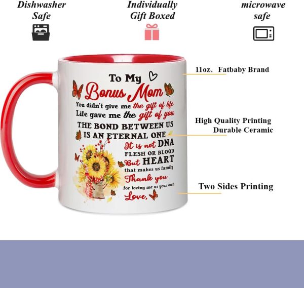 Funny Bonus Mom Coffee Mug Gift for Stepmom from Stepdaughter Stepson Birthday Mother's Day Christmas Gift Funny Bonus Mom Coffee Mug Gift for Stepmom from Stepdaughter Stepson Birthday Mother's Day Christmas Gift