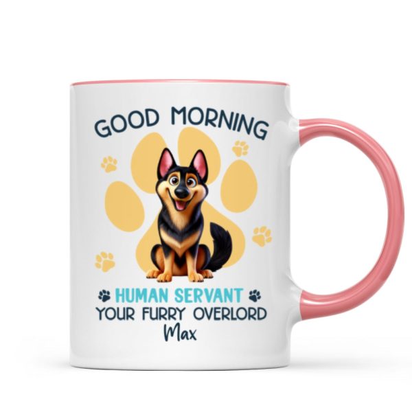 Funny Cartoon Dogs Good Morning Dog Human Servant Personalized Mug, Funny Gift For Dog Lovers