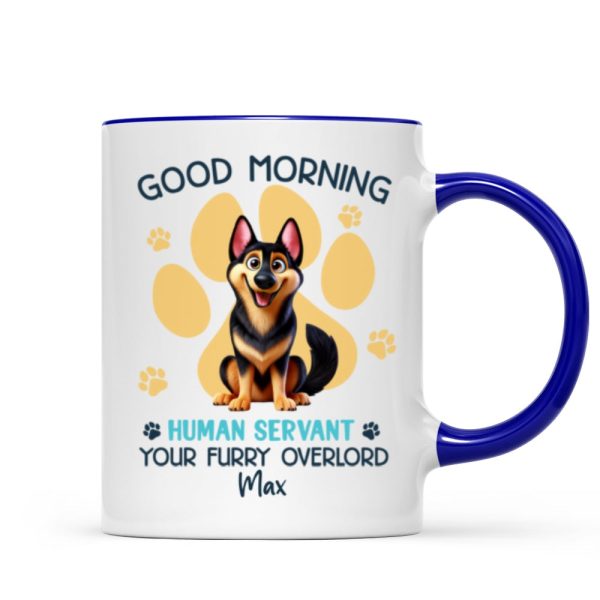 Funny Cartoon Dogs Good Morning Dog Human Servant Personalized Mug, Funny Gift For Dog Lovers