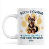 Funny Cartoon Dogs Good Morning Dog Human Servant Personalized Mug, Funny Gift For Dog Lovers