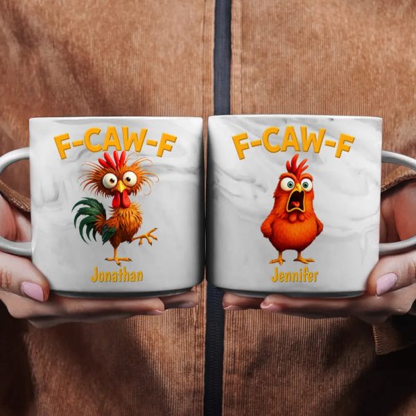 Funny Chicken F-Caw-F - Personalized Marble Mug