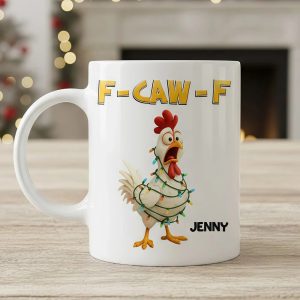 Funny Christmas Chicken Mug with Custom Name A Hilarious Holiday Gift for Friends & Coworkers