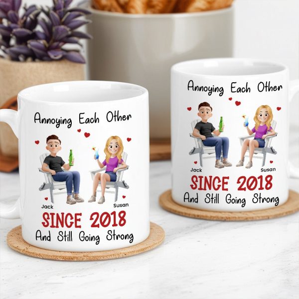 Funny Couple Mug Custom Anniversary Gift for Husband or Wife with Coffee Illustration Funny Couple Mug Custom Anniversary Gift for Husband or Wife with Coffee Illustration