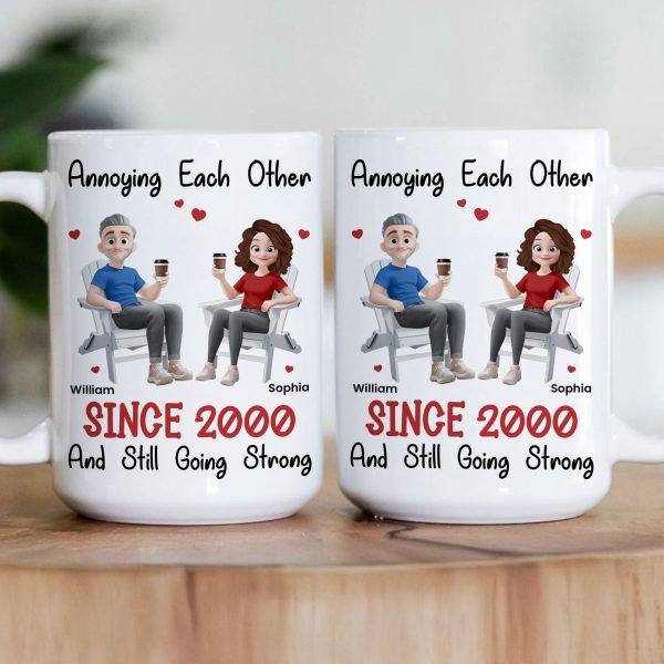 Funny Couple Mug Custom Anniversary Gift for Husband or Wife with Coffee Illustration Funny Couple Mug Custom Anniversary Gift for Husband or Wife with Coffee Illustration