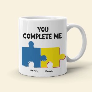 Funny Couple You Complete Me Puzzle, Personalized White Mug, Gift For Couple