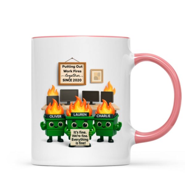 Funny Dumpster Fire Office Chaos - Personalized Mug - Funny Christmas Gift, White Elephant Gift for Coworkers