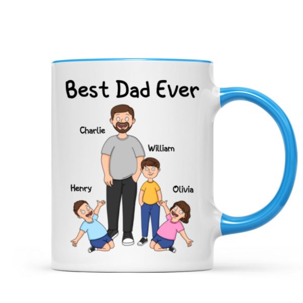 Funny Family Style Dad And Kids Best Dad Ever Personalized Mug