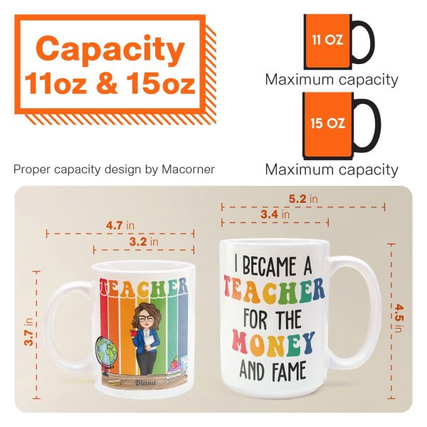 Funny I Became A Teacher For The Money And Fame - Personalized Mug Funny I Became A Teacher For The Money And Fame - Personalized Mug