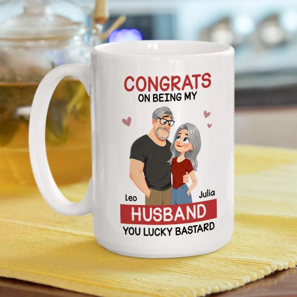 Funny Romantic Personalized Ceramic Mug Congrats On Being My Husband Cute Couple Coffee Gift for Him Funny Romantic Personalized Ceramic Mug Congrats On Being My Husband Cute Couple Coffee Gift for Him