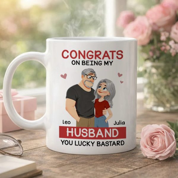 Funny Romantic Personalized Ceramic Mug Congrats On Being My Husband Cute Couple Coffee Gift for Him Funny Romantic Personalized Ceramic Mug Congrats On Being My Husband Cute Couple Coffee Gift for Him