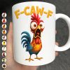 Funny Rooster Mug, Colorful Cartoon Art for Morning Coffee & Office Laughs, a unique gift for Coworkers and Friends