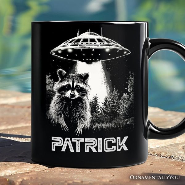 Funny UFO Raccoon Personalized Mug, Alien Gift with Custom Name Funny UFO Raccoon Personalized Mug, Alien Gift with Custom Name