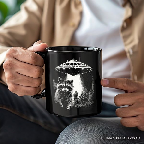 Funny UFO Raccoon Personalized Mug, Alien Gift with Custom Name Funny UFO Raccoon Personalized Mug, Alien Gift with Custom Name