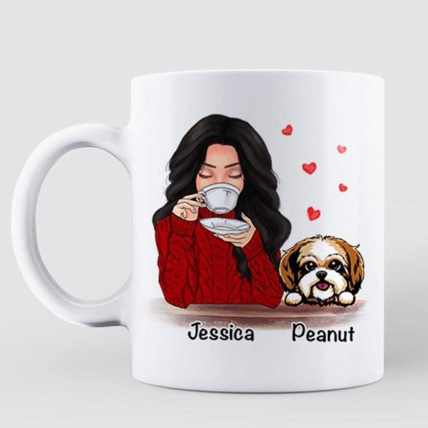 Fur Mama Woman In Red Dogs Personalized Coffee Mug