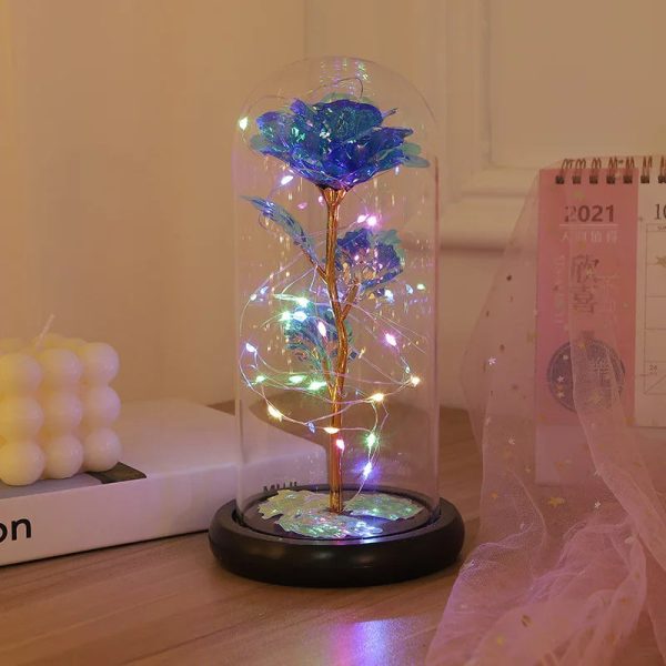 Galaxy Eternal Rose in Dome with LED Lights – Romantic Gift for Valentine’s Day, Mother’s Day, Wedding