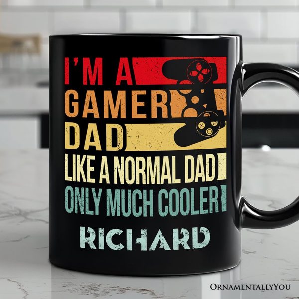 Gamer Dad Controller Personalized Mug, Black Funny Gift for Cool Fathers with Custom Name Gamer Dad Controller Personalized Mug, Black Funny Gift for Cool Fathers with Custom Name