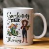 Gardening Is My Therapy Cartoon Version - Personalized Mug Gardening Is My Therapy Cartoon Version - Personalized Mug