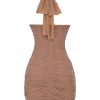 Gathered Plunge Neck Halter Backless Mini Dress Gathered Plunge Neck Halter Backless Mini Dress