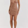 Gathered Plunge Neck Halter Backless Mini Dress Gathered Plunge Neck Halter Backless Mini Dress