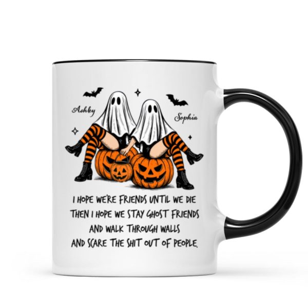 Ghost Girls We're Friends Until We Die Personalized Mug, Halloween Gift for Besties, Best Friends