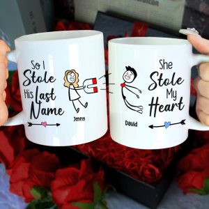 Gift For Couple, Personalized Mug, Stick Couple Coffee Mug, Couple Gift