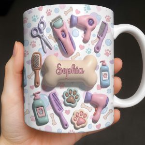 Gift For Pet Grooming Essentials And Paw Prints - Personalized Custom Coffee Mug - JBS117_MG