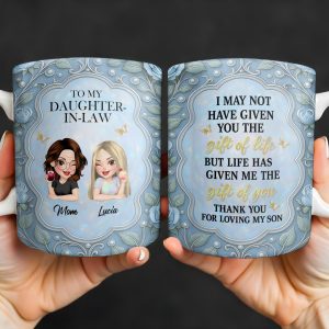 Gift Of You Thank You For Loving My Son Floral Elements - Personalized Custom Coffee Mug - DILA012_MG